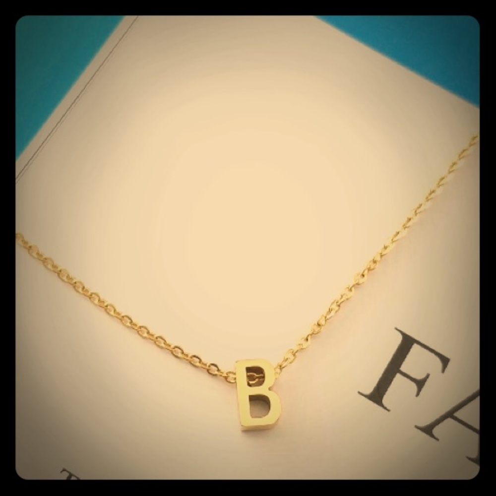 18k gold plated stainless steel Initial Necklace